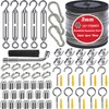 Roxanned 1/8" Stainless Steel Cable,100ft Wire Rope Kit Turnbuckles for