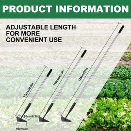 YEELOR Triangle Garden Hoe, Carbon Steel Weed Remover Edger Lawn Tool with 57.5 Inches Stainless Steel Long Handle, Weed Puller Long Handle Hoe for Digging Weeding Hoeing Loosing Soil