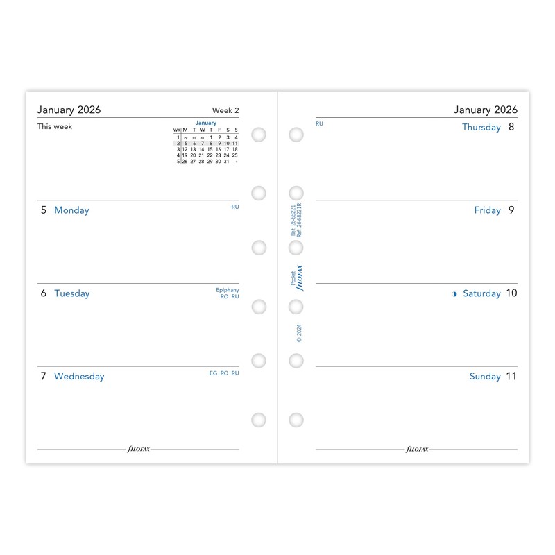 Pocket Week on two pages English recycled paper 2026 diary