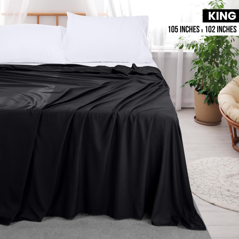 Utopia Bedding Flat Sheets (King, Black)