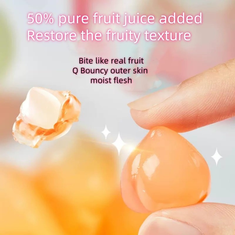 Peelable Crystal Fruit Gummies,4D Chewy Candies with 50% Real Juice,