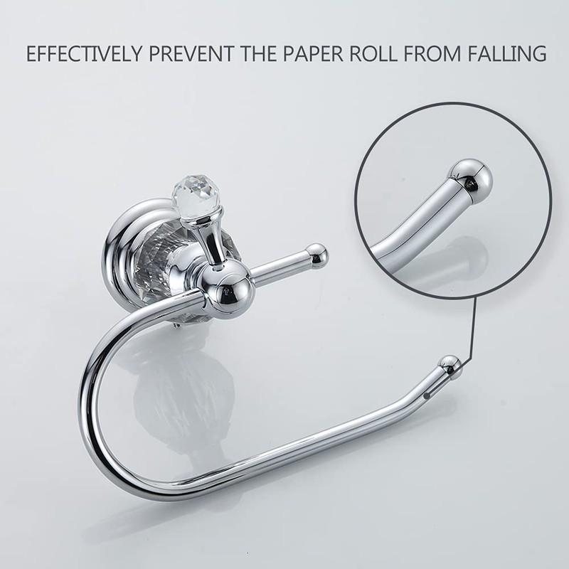WOLIBEER Crystal Toilet Paper Holder, Polished Chrome Tissue Paper Holder