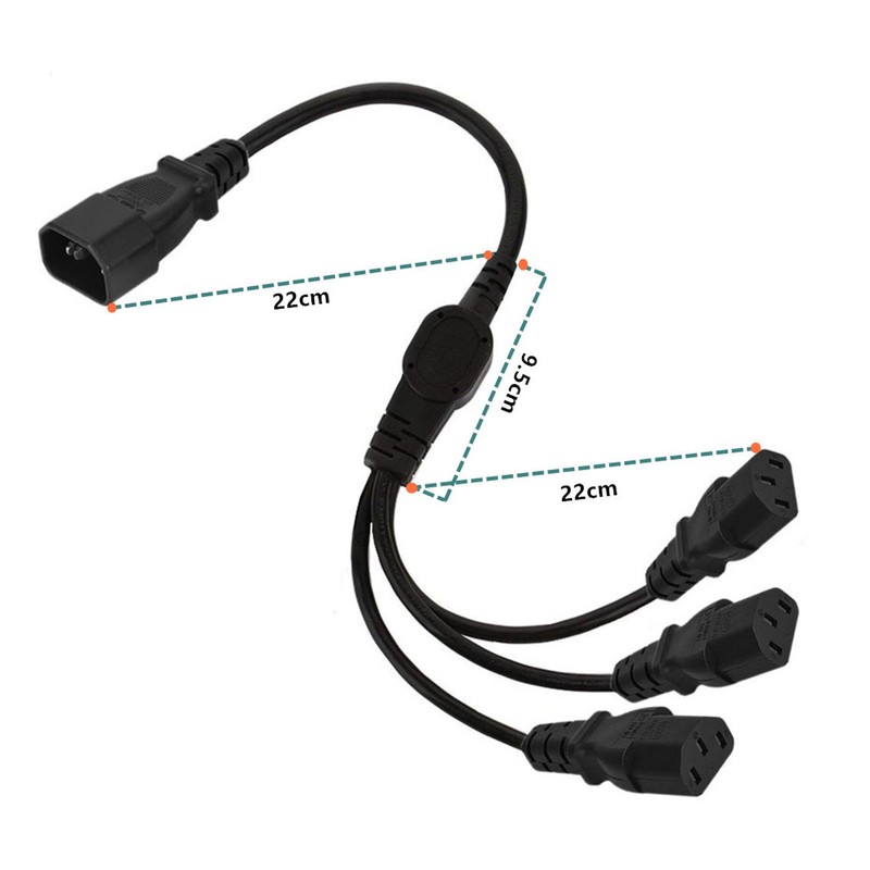 IEC 320 C14 to 3 X C13 Power Cable Universal