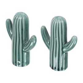 Salt & Pepper Shakers - Vintage Ceramic Salt & Pepper Shaker Set - Retro Farmhouse Home Decorative Jar Dispenser for Kitchen - Cactus Shaped (Set of 2)