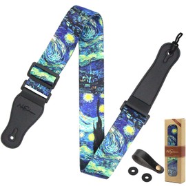 NeuSchwan Guitar Strap for Bass, Electric & Acoustic Guitar, Guitar Straps with Pick Pocket, Free Strap Button& 2 Strap Locks, Van Gogh Starry Night, 37 x 2 x 64 inches