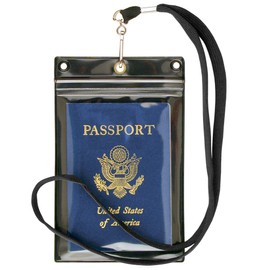 StoreSMART Sport - Zipper Passport Holder with Lanyard 3-Pack - Clear Plastic Front & Black Plastic Back - SPCR1596ZIPS-3