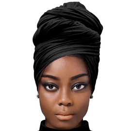 Stretch Turban Jersey Long Headwear Tie for Bed Hair Day Headbands Pink Turban Head Wraps for Black Women