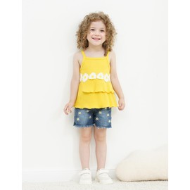 oklady Toddler Girl Clothes Ruffle Daisy Sleeveless Tank Tops and Denim Shorts Girls Summer Outfits