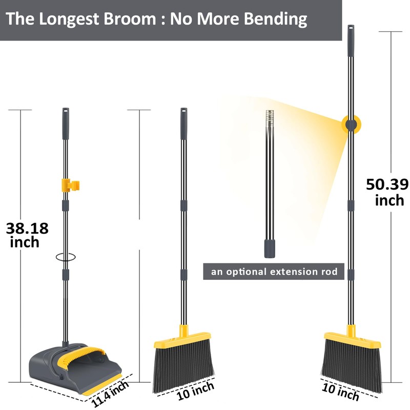 kelamayi Upgrade Broom and Dustpan Set, Broom with Dustpan Combo