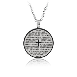 BDM Cross Pendant with Lord's Prayer Graduation Made of Hypoallergenic Stainless Steel Gold, Stainless Steel
