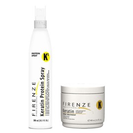 Firenze Professional Keratin Repair Bundle - Pack of 3 Including Protein Spray and Mask Treatment, 3.37 Fl Oz Each, Total 10.1 Fl Oz