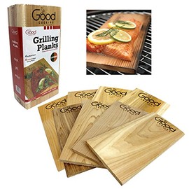 Good Cooking Grilling Planks - 8 Pack Cedar and Alder - Premium Thicker Wood for Barbecue Salmon, Seafood, Steak, Burgers, Pork Chops, Vegetables and More