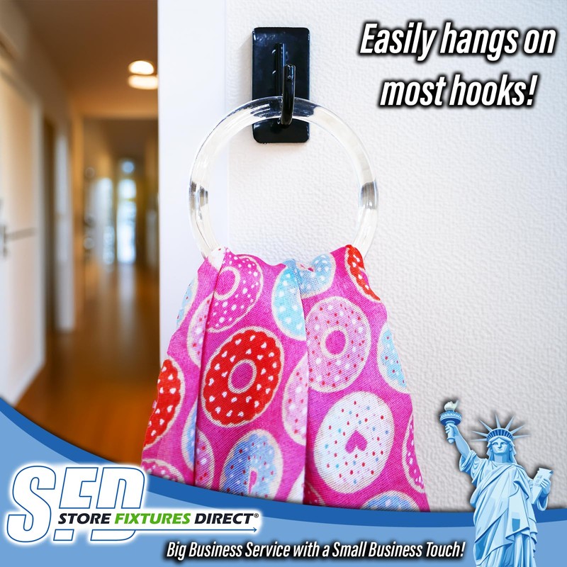 Clear Plastic Retail Scarf Rings - Round Fine Garment Hangers