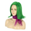 VGbeaty Adult Green Wavy Wig with Purple Scarf Women Side-swept