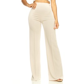 Cemi Ceri Women's High Waist Bell Bottom Flare Pants, Medium, Nude