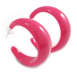 Pink Acrylic Half Hoop Earrings - 40mm D