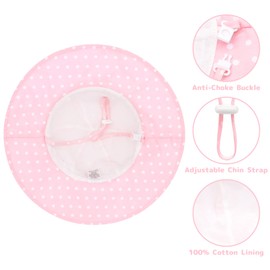 Olreco Girls Baby Sun Hat, Polka Dots, Pink, White, UPF 50+, 6-12 Months