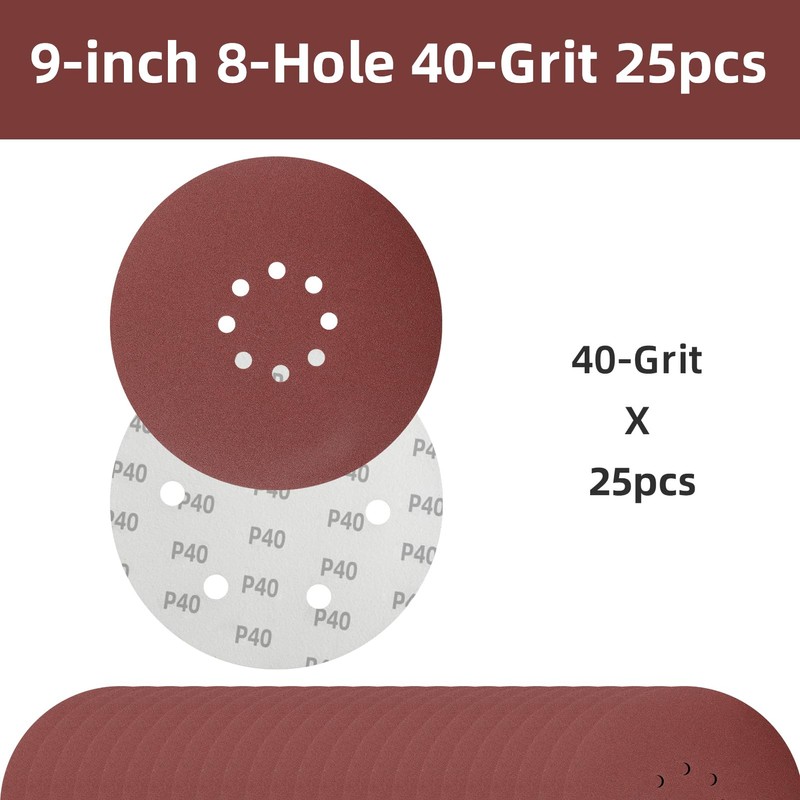 MAXXT 225mm Drywall Sander Sandpaper #40 25Pcs Hook & Loop