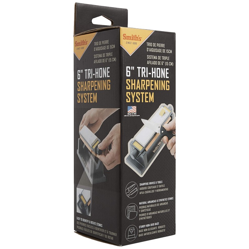 Smith’s TRI6 Arkansas Tri-Hone Stone Sharpening System Grey 6” Fine,