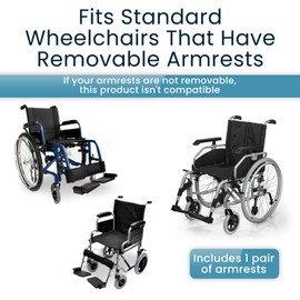 Vive Height-Adjustable Wheelchair Armrests - Ultimate Comfort Accessory Pads for Wheelchairs - Upgraded Replacement Parts for Wheelchair Arms, Chair Support, and Mobility Enhancement (Blue)