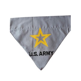 U.S. Army Logo on Grey Over the Collar Dog Bandana That Slips Onto Your Dogs Existing Collar Size (Large)
