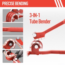 Wisscool 180° Tube Bender Pipe Bender for 1/4", 5/16", 3/8", 3-In-1 for Soft Copper, Aluminum, Metal, Pipe Bender