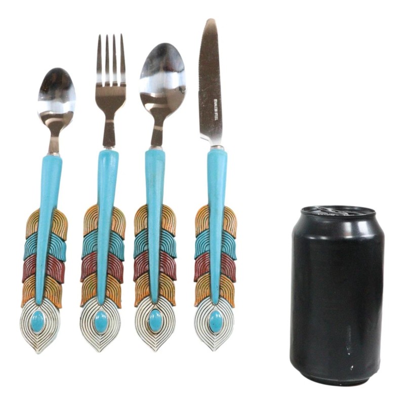 Southwest Chic Indian Turquoise Feather Flatware 1 Spoon Teaspoon Fork
