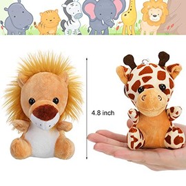 Sumind 12 Pieces Mini Stuffed Forest Animals Jungle Animal Plush Toys 4.8 Inch Cute Elephant Lion Giraffe Tiger Plush for Animal Themed Parties Achievement(Sitting)