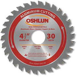 Oshlun SBNF-045130 4-1/2" 30 Tooth Tcg Saw Blade with 7/8" Arbor For Aluminum & Non Ferrous Metals