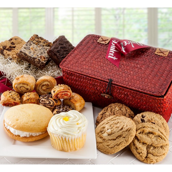 Dulcet Gift Baskets Oven Fresh Baked Pastry Deluxe Gift Basket with Chocolate Fudge Brownies, Cupcakes and more! Great Gift for Friends, Him, Her, Corporate Gifting and traditional family Celebrations