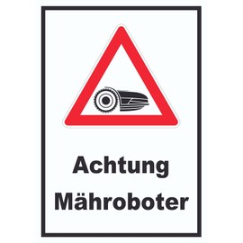 HB-Druck Achtung Mower Robot Sign A4 (210 x 297 mm)