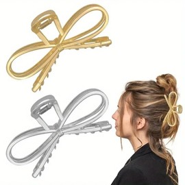 2 PACK Large Bowknot Shark Hair Clips for Women Thick Hair Claw Clips Hair Accessories for Women (Style1, One size)