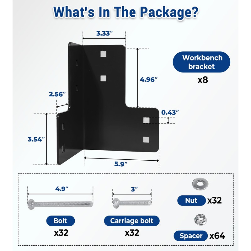 vikofan 8pcs Workbench Brackets Kit with Screws 4x4 4mmThickness Heavy
