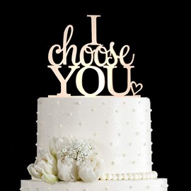 Decoración para tarta de boda con texto en inglés "I select you" para bodas, compromisos, matrimonios (espejo oro rosa acrílico)