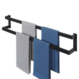 Alise Double Towel Bar 32", SUS304 Stainless Steel Towel Racks for Bathroom Wall Mounted, Space Saving Bathroom Towel Holder, Long Towel Hanger, Matte Black