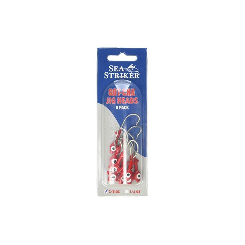 Sea Striker Got-Cha Jig Heads (8-Pack), 1/4-Ounce, Red Finish