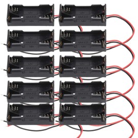 Fafeicy 10 piezas 2 x 1,5 V AAA portapilas, convertidor de conexión de serie de batería de 3 ranuras, clip de resorte plástico negro con 2 cables conductores, negro(2 x AAA), Componentes