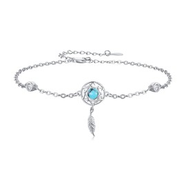 XIXLES Dream Catcher Bracelet 925 Sterling Silver Dreamcatcher Turquoise Bracelet Jewelry for Women