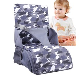 Baby booster seat, child travel high chair, children's seat cushion, 3-point belt chair, foldable, with backrest, convertible into portable carry bag or changing bag, for boys and girls