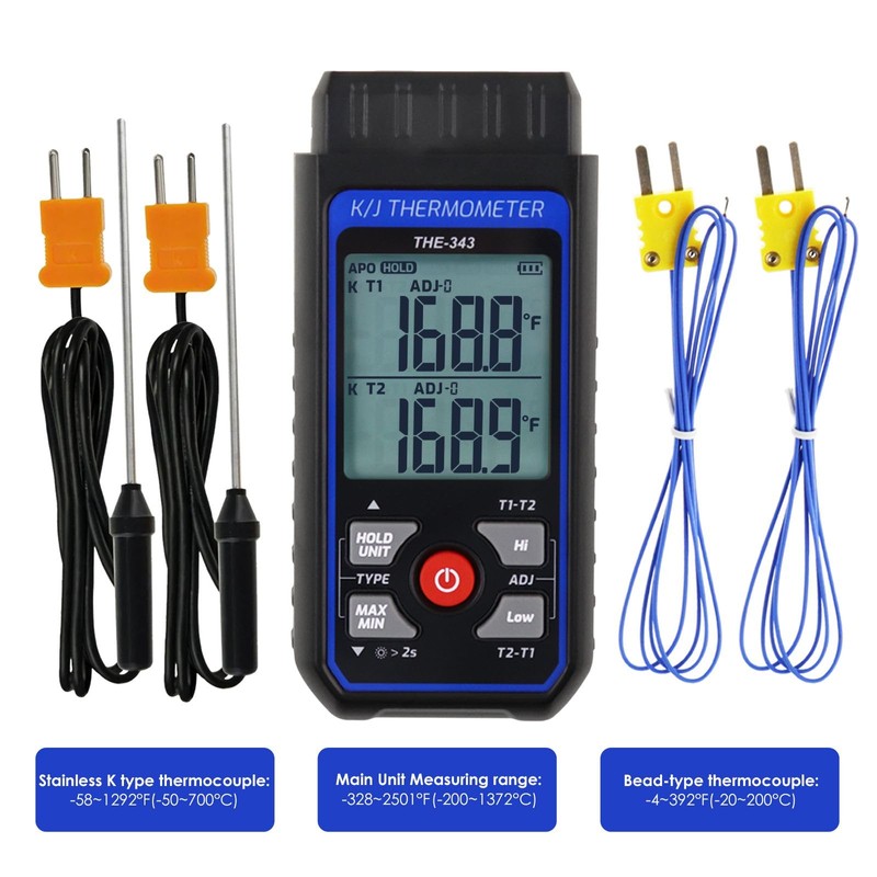 Thermocouple Thermometer Digital K Type Thermometer with 4 Thermocouples, -328~2500℉
