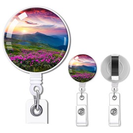 2 Pack Retractable Badge Holders Cute Badge Reel Badge Clip ID Card Holders for Student Office Worker Doctor Nurse Teacher(Mountain)