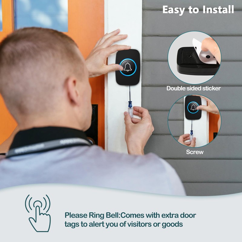 Blendura Wireless Doorbell Set, 300 m Wireless Range Doorbell IP55