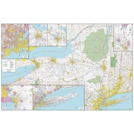 MapSherpa: New York State Wall Map - Extra Large - 40 x 60 inch Poster - Front Lamination