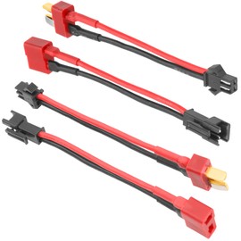 2Pairs Vgoohobby SM-2P Plug to Deans T Plug Adapter Male Female Connector with 18AWG 8CM Silicone Wire for RC Car Drone Boat Lipo Li-ion Battery