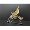 Decorative Metal Pegasus Unicorn Sculpture, Gold and Silver, Steampunk Style