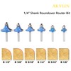 Akylin 6Pcs Round Over Router Bits 1/4 Inch Shank, Roundover