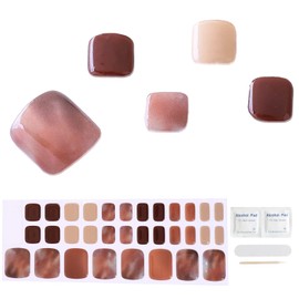 ACROIN Semi Cured Gel Toenail Strips, Toenail Wraps, 32 Long Stickers, Need Nail Lamps, Salon-Quality, Long Lasting, Easy to Apply & Remove, Includes Cleaning Pad, Nail File, Wooden Stick - Marble