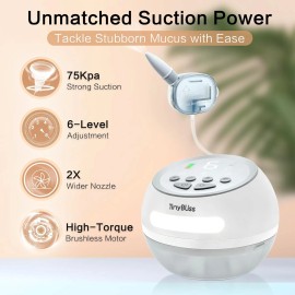 TinyBliss Baby Nasal Aspirator, Powerful Suction, 3-in-1 Nose Sucker, White Noise, Light