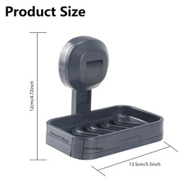 VirtuGro Soap Dish Soap Dish Soap Dish Shower Wall Soap Dish with Drain Soap Dish No Drilling with Drawer Collection Container Suction Cup Soap Dish Made of Plastic Grey