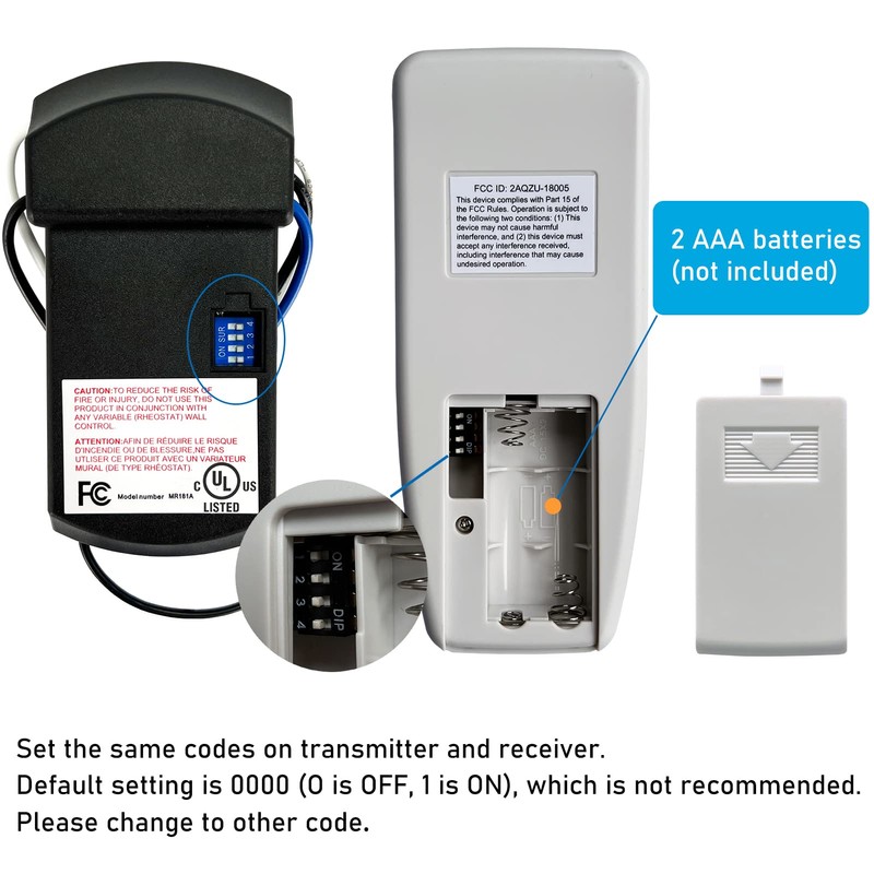 YukiHalu Universal Ceiling Fan Remote Control Kit, 3 Fan Speeds